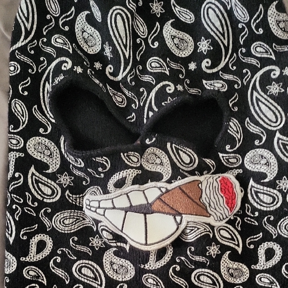 Black Paisley Balaclava with Ice Cream Cone Design